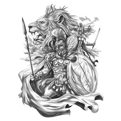 Spartan The Lion of Sparta Design Water Transfer Temporary Tattoo(fake Tattoo) Stickers NO.11553